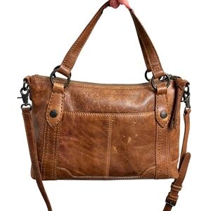 Frye Mellissa medium crossbody satchel bag brown leather